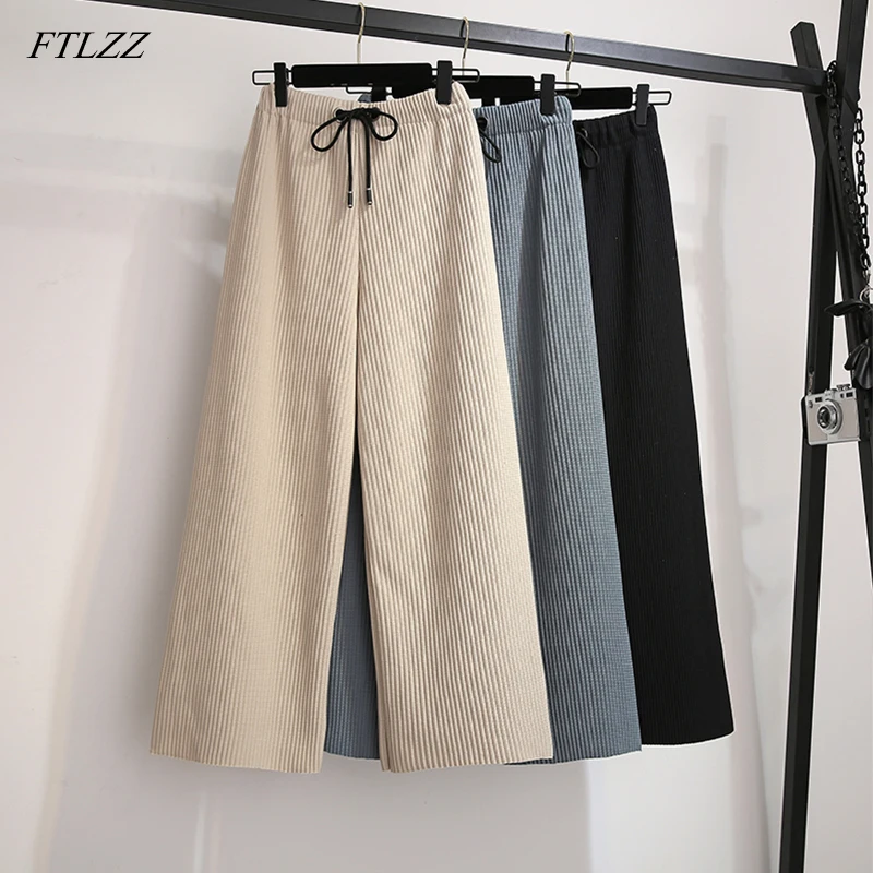 FTLZZ 2019 New Women Trousers Autumn Winter Knitted Wide Leg Pants Elastic High Waist Female Casual Plus-size XL-4XL Loose Pant
FTLZZ 2019 New Women Trousers Autumn Winter Knitted Wide Leg Pants Elastic High Waist Female Casual Plus-size XL-4XL Loose Pant