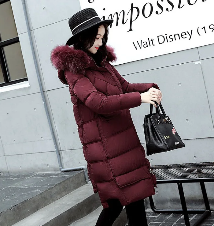 New Parkas real fur 2017 winter jacket women long down jacket Female Women Winter Coat fur collar+36