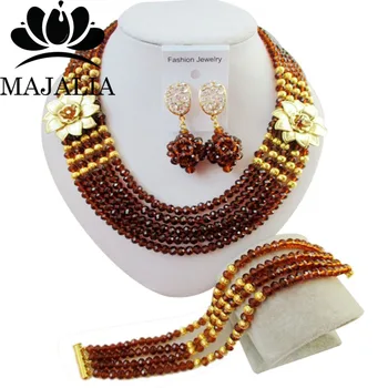 Majalia Fashion African Beads Jewelry Set Brown Crystal Beads Bride Jewelry Nigerian Wedding Beads Jewelry Sets 5SH018
Majalia Fashion African Beads Jewelry Set Brown Crystal Beads Bride Jewelry Nigerian Wedding Beads Jewelry Sets 5SH018
