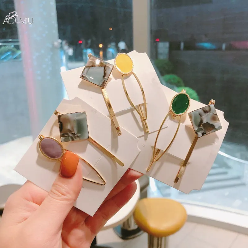 AOMU 2PCS Korea Acrylic Geometric Irregular Rectangle Hair Clips Green Hairpins For Women Girls Metal Hair Accessories
AOMU 2PCS Korea Acrylic Geometric Irregular Rectangle Hair Clips Green Hairpins For Women Girls Metal Hair Accessories