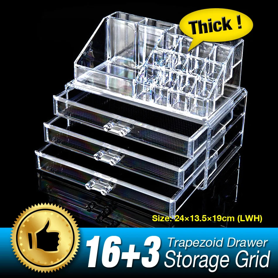 Cheap 19 Grids 4 Layer Drawers jewelry Box Organizer Holder Case Makeup Holder Clear Acrylic Skin Care Set Display Cabinet
Cheap 19 Grids 4 Layer Drawers jewelry Box Organizer Holder Case Makeup Holder Clear Acrylic Skin Care Set Display Cabinet