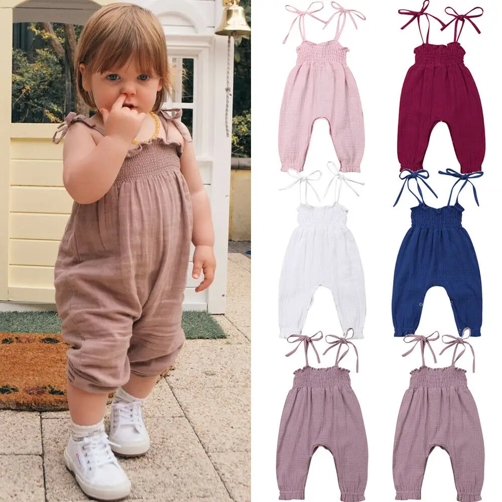 0-24M Cute Newborn Baby Girl Sleeveless Solid Color Strap Romper Jumpsuit Playsuit Outfits Summer Clothes
0-24M Cute Newborn Baby Girl Sleeveless Solid Color Strap Romper Jumpsuit Playsuit Outfits Summer Clothes