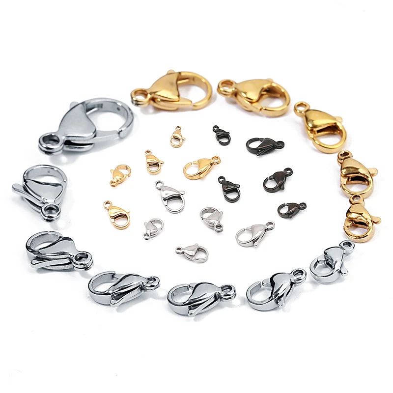 10Pcs/Lot Stainless Steel Lobster Clasp Hooks For Jewelry Making Findings DIY Necklace Bracelet Accessories Handmade Wholesale | Украшения