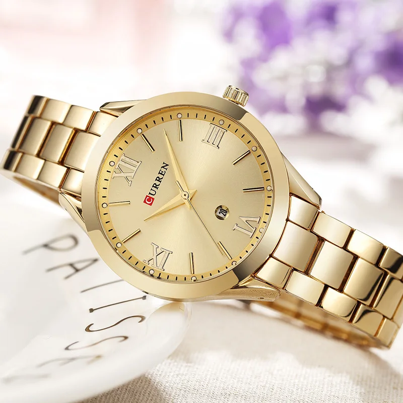 CURREN 9007 роскошные женские часы известных брендов золотые модные дизайнерские с