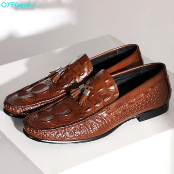 QYFCIOUFU Autumn Genuine Leather Handmade Black Khaki Men Loafers With Tassel Man Dress Shoes Wedding Moccasin Party Footwear
QYFCIOUFU Autumn Genuine Leather Handmade Black Khaki Men Loafers With Tassel Man Dress Shoes Wedding Moccasin Party Footwear