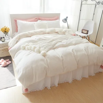 Thick Fleece White Pink Gray Girls Bedding Set King Queen Full Twin Bed Skirt Duvet cover set Cushion 4pcs Warm bedding set
Thick Fleece White Pink Gray Girls Bedding Set King Queen Full Twin Bed Skirt Duvet cover set Cushion 4pcs Warm bedding set