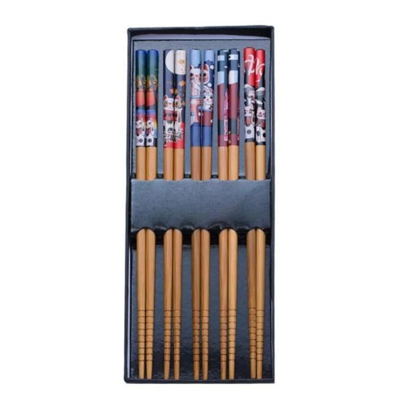 5 Pairs Japanese Style Bamboo Chopsticks Reusable Lucky Cat Pattern Chopstick For Gift For Fiends
5 Pairs Japanese Style Bamboo Chopsticks Reusable Lucky Cat Pattern Chopstick For Gift For Fiends