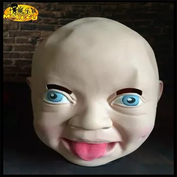 

New Latex Cosplay Disgusted Happy Cry Baby Costume Birthday Halloween Mask Full Head Party Masks Villain Joke Mask Free Shipping