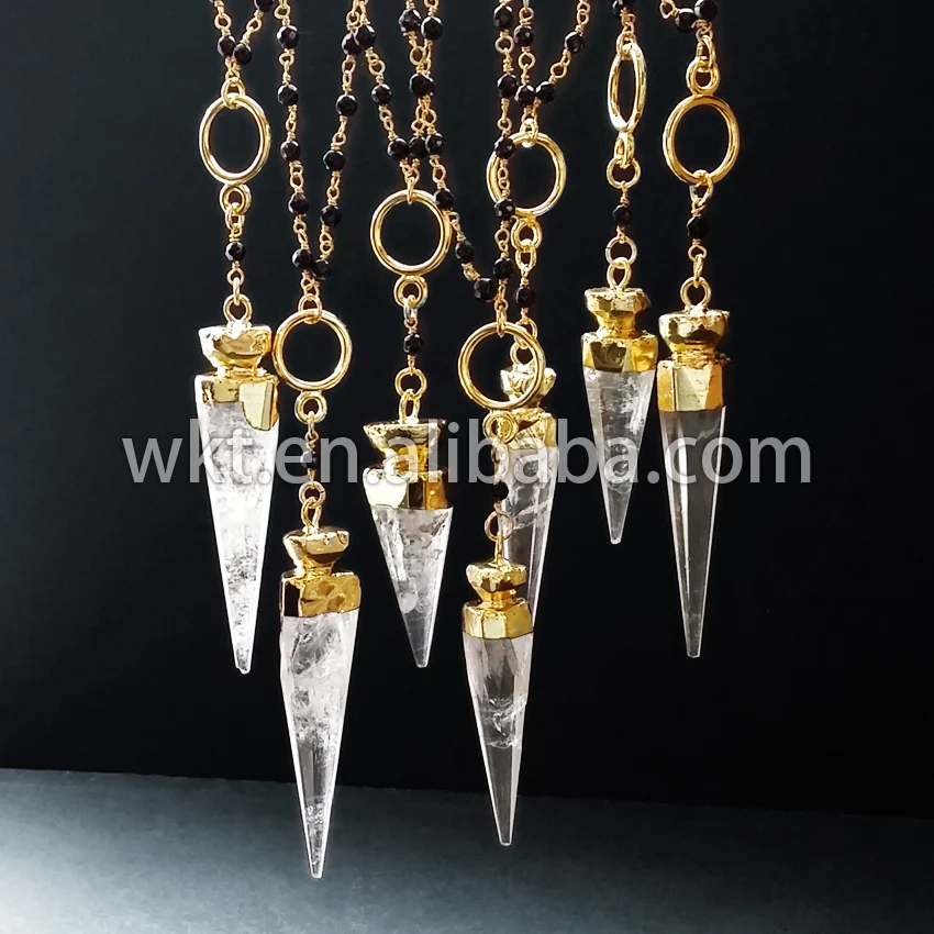 Hot Wholesale Natural black beads rosary chain necklace, raw crystal quartz point necklace with rosary beads chain
Hot Wholesale Natural black beads rosary chain necklace, raw crystal quartz point necklace with rosary beads chain