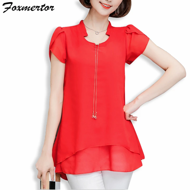 Foxmertor 2019 Hot Sale Summer Women Chiffon Blouse Shirt Loose Shirt V-Neck Blouse Short Sleeve Top Plus Size Female Shirts F10
Foxmertor 2019 Hot Sale Summer Women Chiffon Blouse Shirt Loose Shirt V-Neck Blouse Short Sleeve Top Plus Size Female Shirts F10