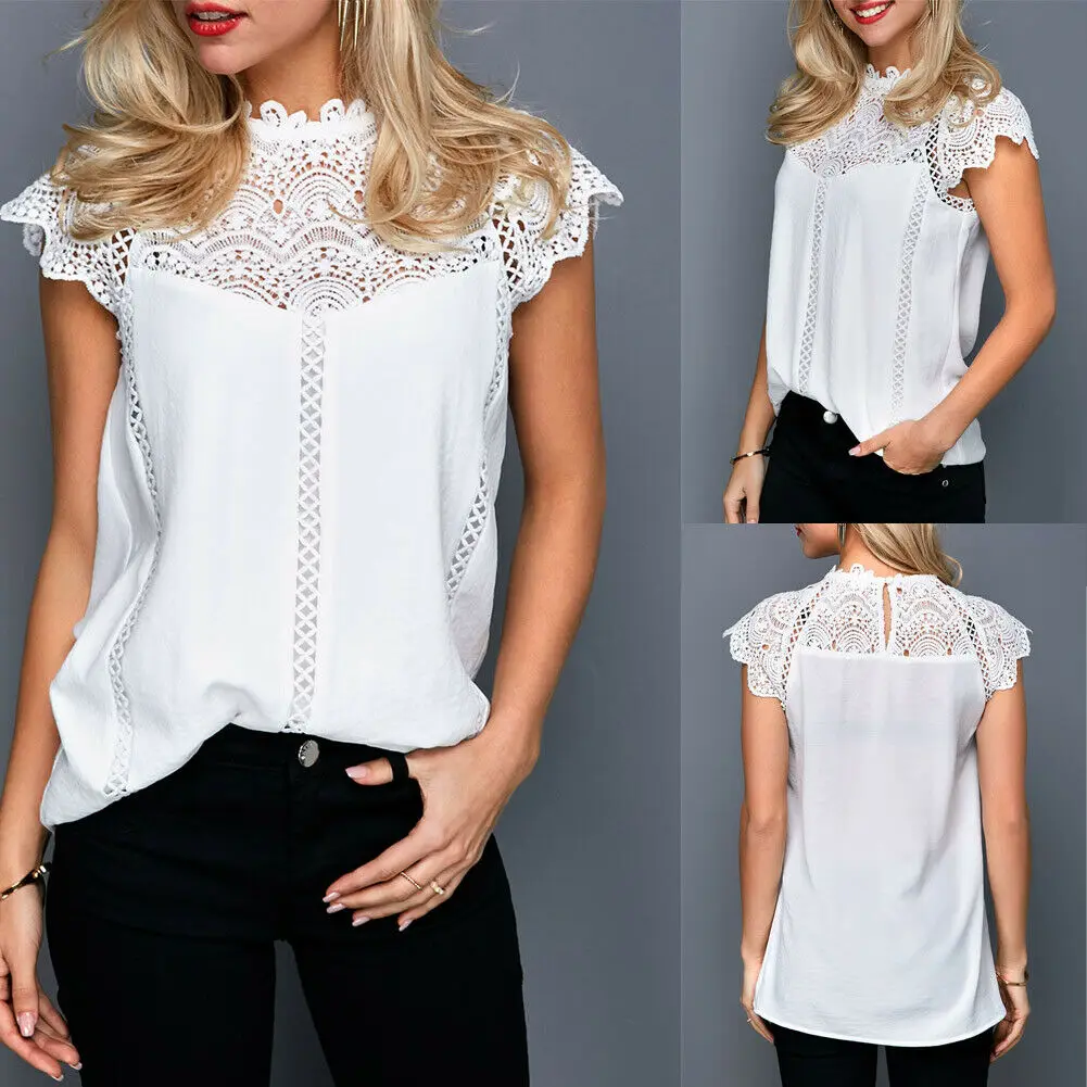 arrival Summer Womens Casual Tops Blouse Short Sleeve High Neck Lace Shirt Chiffon New
arrival Summer Womens Casual Tops Blouse Short Sleeve High Neck Lace Shirt Chiffon New