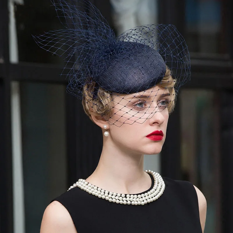 FS Luxury Ladies Derby Hat Sinamay Church Hats For Women Elegant Dark Blue Summer Linen Pillbox Cap With Veil Wedding Dress
FS Luxury Ladies Derby Hat Sinamay Church Hats For Women Elegant Dark Blue Summer Linen Pillbox Cap With Veil Wedding Dress
