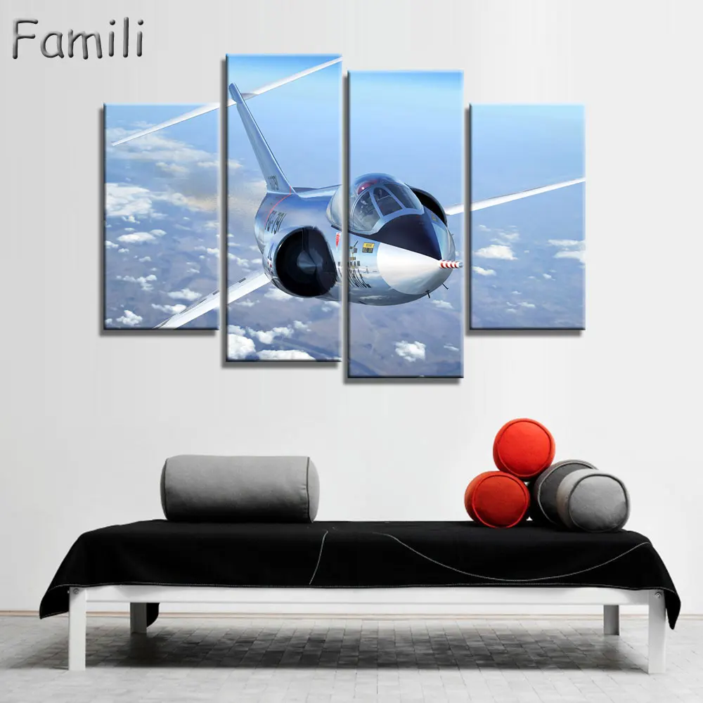 

Direct Selling Cuadros 4Pcs/set Modern Fighter Aircraft Canvas Painting Combat Wall Picture Art For Living Room Unframed