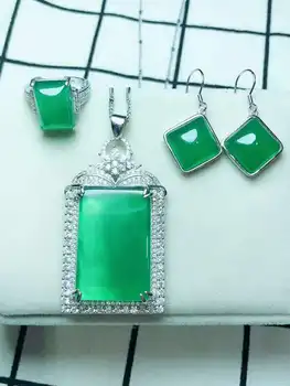C2#925 silver inlaid natural chalcedony set, the jade face is clean and translucent
C2#925 silver inlaid natural chalcedony set, the jade face is clean and translucent