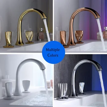MTTUZK Double handle brass bathroom black faucet Hot And Cold Water mixer Tap three hole Bathtub fuacet set golden tub faucet 
MTTUZK Double handle brass bathroom black faucet Hot And Cold Water mixer Tap three hole Bathtub fuacet set golden tub faucet