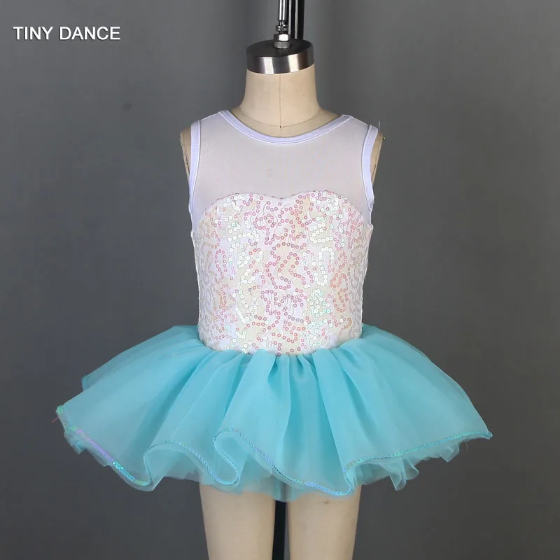 White Sequin Lace and Mesh Tank Leotard Bodice with Layer of Blue Tulle Tutu for Kids Stage Performance Ballet Dance Tutus 19803
White Sequin Lace and Mesh Tank Leotard Bodice with Layer of Blue Tulle Tutu for Kids Stage Performance Ballet Dance Tutus 19803