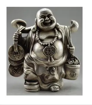 Collectible Decorate Tibet Silver Smile Buddha Carry Coin Bring Money Statue Tibetan Silver decoration bronze factory outlets
Collectible Decorate Tibet Silver Smile Buddha Carry Coin Bring Money Statue Tibetan Silver decoration bronze factory outlets