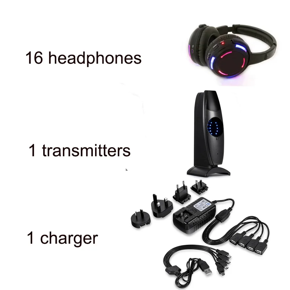 Silent Disco Headphones - LED Rechargeable Wireless Headphones with 16+1 factory supply
Silent Disco Headphones - LED Rechargeable Wireless Headphones with 16+1 factory supply