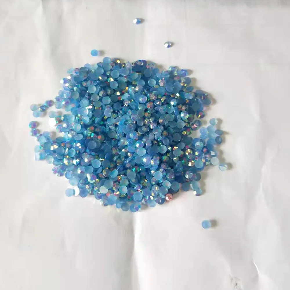 Синий Циркон AB 2 мм 3 4 полимер для ногтевого дизайна желе Стразы круглые плоские