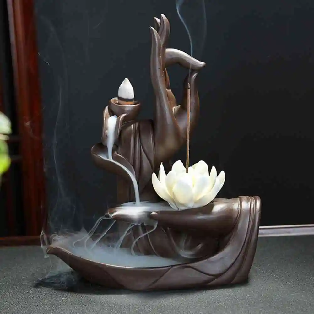Creative Ceramic Waterfall Backflow Incense Burner Tathagata Buddha Lotus Incense Cones Stick Holder Use In Home Office Teahouse
Creative Ceramic Waterfall Backflow Incense Burner Tathagata Buddha Lotus Incense Cones Stick Holder Use In Home Office Teahouse