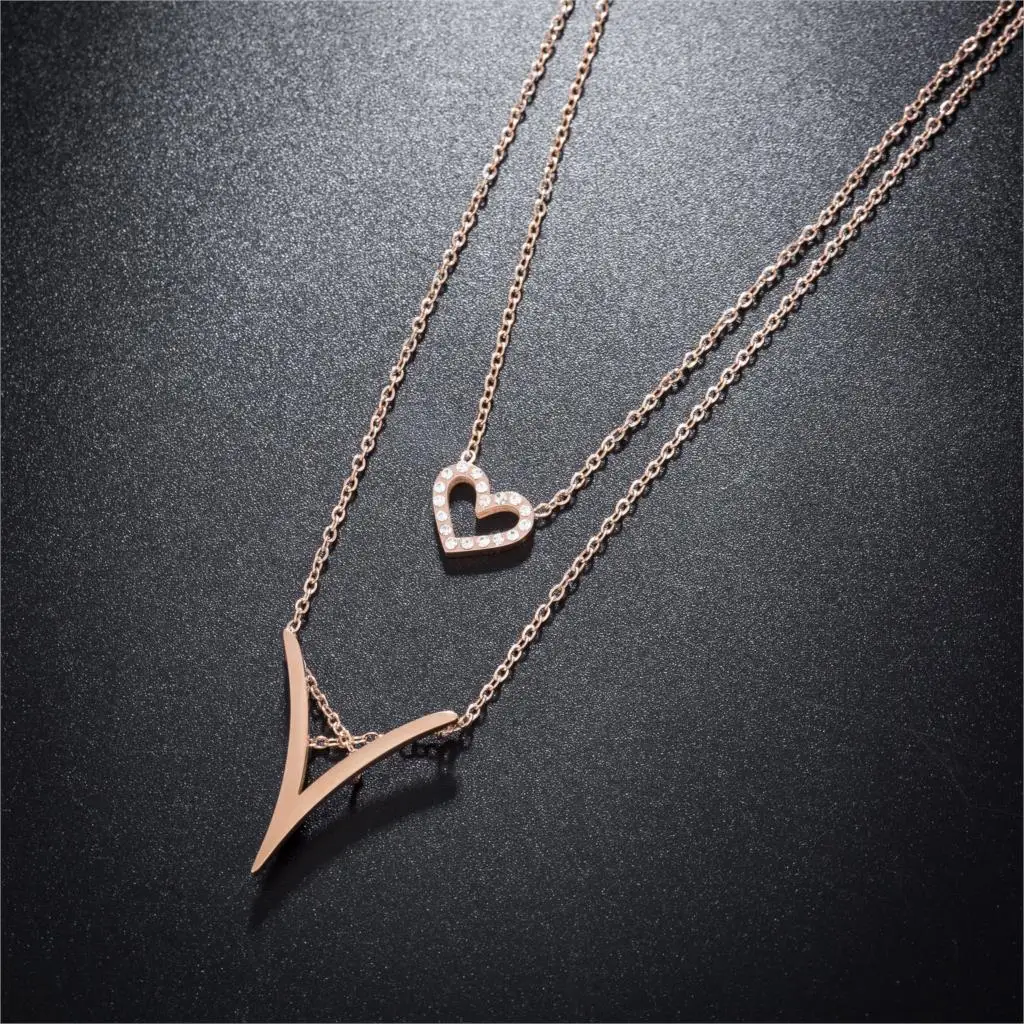 YiKLN Titanium Steel Double-layered Love Necklace Rose Gold Engagement Wedding Necklaces For Women Christmas Gifts RN02153
YiKLN Titanium Steel Double-layered Love Necklace Rose Gold Engagement Wedding Necklaces For Women Christmas Gifts RN02153
