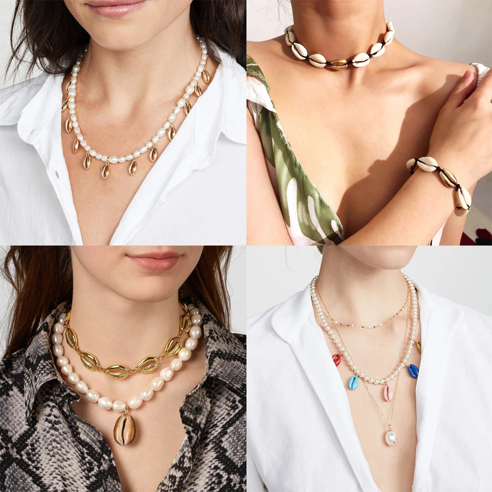 Ladyfirsy Bohemian Sea Shell Statement Necklace Bijoux for Women Jewelry Simulated Pearl Choker Necklace for Summer Vacation
Ladyfirsy Bohemian Sea Shell Statement Necklace Bijoux for Women Jewelry Simulated Pearl Choker Necklace for Summer Vacation