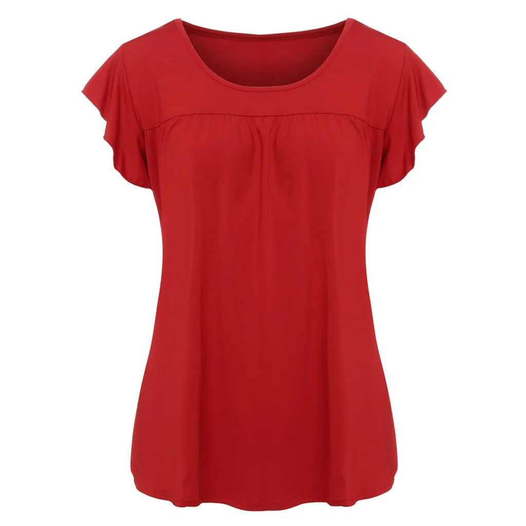 Summer Women T-shirt Fashion O Neck Ruffle Short Sleeve Tops Casual Loose Soild Color Top T-shirt Camisetas Verano Mujer @J1
Summer Women T-shirt Fashion O Neck Ruffle Short Sleeve Tops Casual Loose Soild Color Top T-shirt Camisetas Verano Mujer @J1