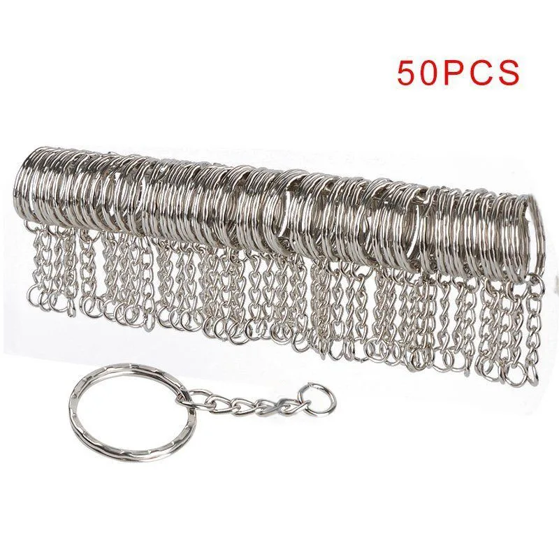 50pcs 25mm Polished Silver Color Keyring Keychain Split Ring with Short Chain Key Rings Women Men DIY Key Chains Accessories
50pcs 25mm Polished Silver Color Keyring Keychain Split Ring with Short Chain Key Rings Women Men DIY Key Chains Accessories