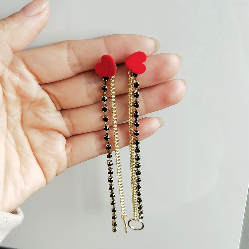 Fashion Red Heart Chain Long Dangle Drop Earrings for Women Girl Female Elegant Jewelry Accessories Free Shipping
Fashion Red Heart Chain Long Dangle Drop Earrings for Women Girl Female Elegant Jewelry Accessories Free Shipping