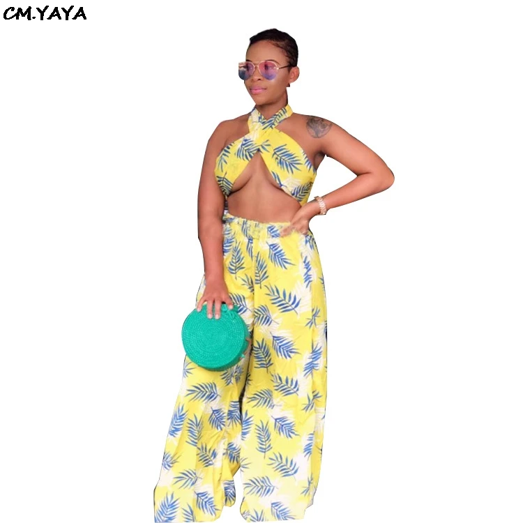 2019 Women summer leaf print halter neck crop top loose pants suit two piece set beach sexy club night tracksuit outfit GLDF0658
2019 Women summer leaf print halter neck crop top loose pants suit two piece set beach sexy club night tracksuit outfit GLDF0658