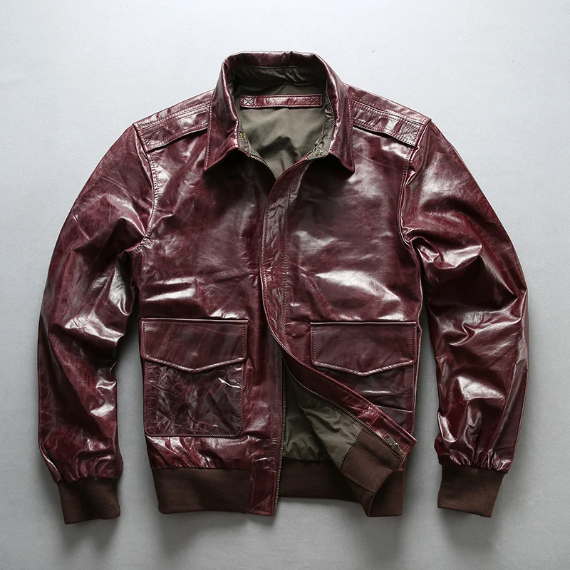 2019 Spring Men's Genuine Leather Air force Jacket Vintage Oil wax Cowhide A2 Pilot Motorcycle Jackets Autumn Coats
2019 Spring Men's Genuine Leather Air force Jacket Vintage Oil wax Cowhide A2 Pilot Motorcycle Jackets Autumn Coats