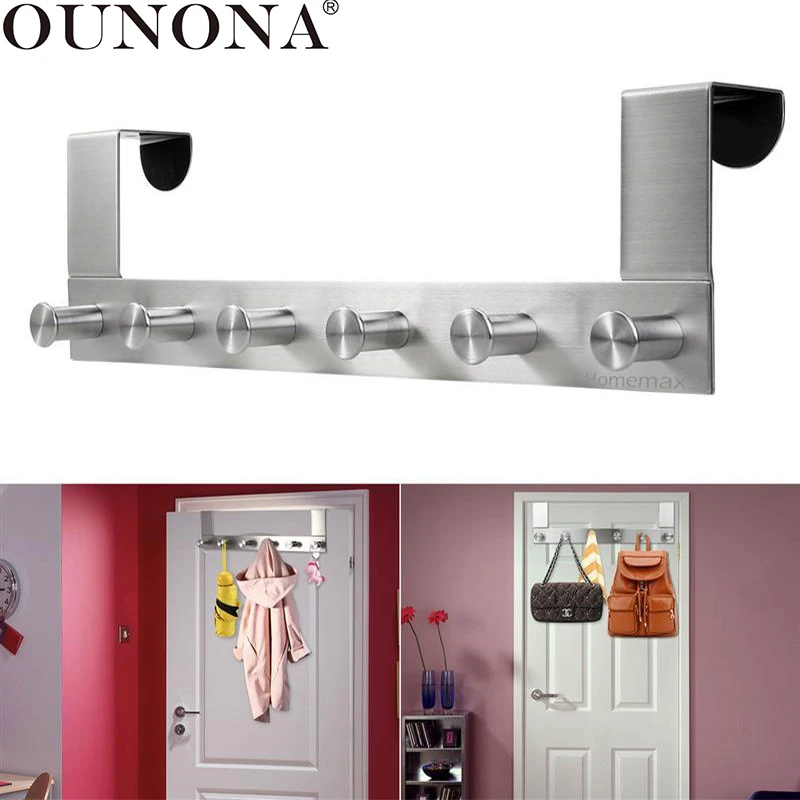 OUNONA Stainless Steel Door Hook Wall Hanging Rack Over the Door Cloth Pants Hat Towel Hooks Cabinet Back Hook With 6 Hooks
OUNONA Stainless Steel Door Hook Wall Hanging Rack Over the Door Cloth Pants Hat Towel Hooks Cabinet Back Hook With 6 Hooks