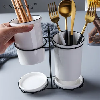 Nordic simple ceramic fork spoon chopsticks tube household chopsticks box shelves for cutlery
Nordic simple ceramic fork spoon chopsticks tube household chopsticks box shelves for cutlery
