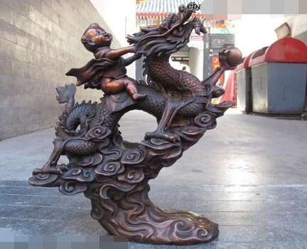 007065 China Red Bronze Copper Feng Shui Lucky Nezha Boy God Ride On Fly Dragon Statue
007065 China Red Bronze Copper Feng Shui Lucky Nezha Boy God Ride On Fly Dragon Statue