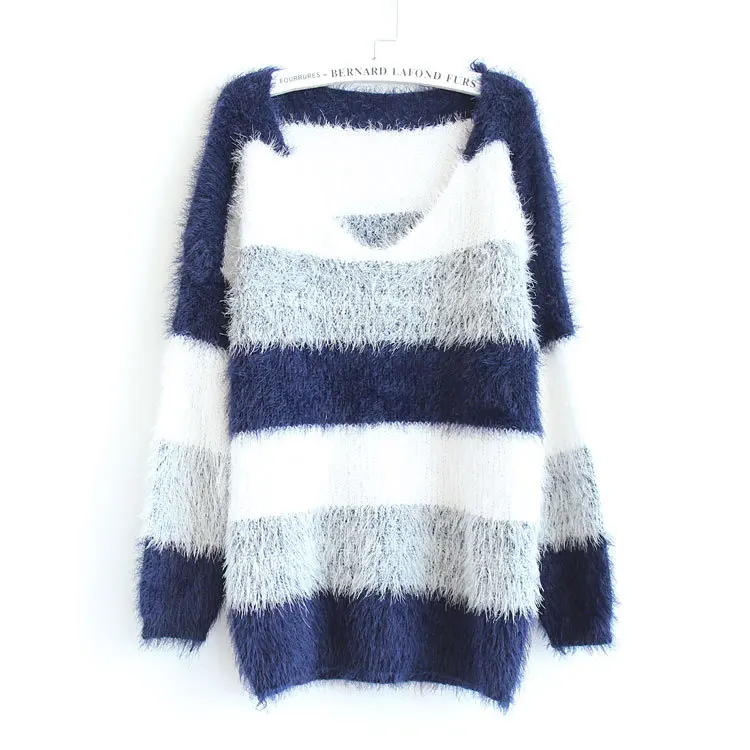 Autumn and winter new Korean loose washable horse headdress striped sweater thickened Korean knitwear women pullover 7841
Autumn and winter new Korean loose washable horse headdress striped sweater thickened Korean knitwear women pullover 7841