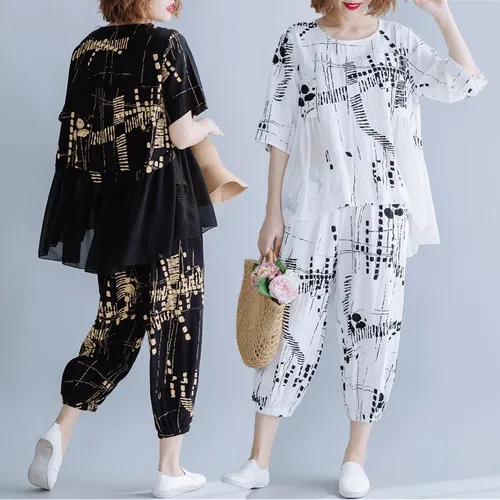 Large Size Loose Two Piece Set Women's Summer Suit Floral Print Chiffon Woman Suit Ensemble Femme Deux Pieces Top&pants Set
Large Size Loose Two Piece Set Women's Summer Suit Floral Print Chiffon Woman Suit Ensemble Femme Deux Pieces Top&pants Set