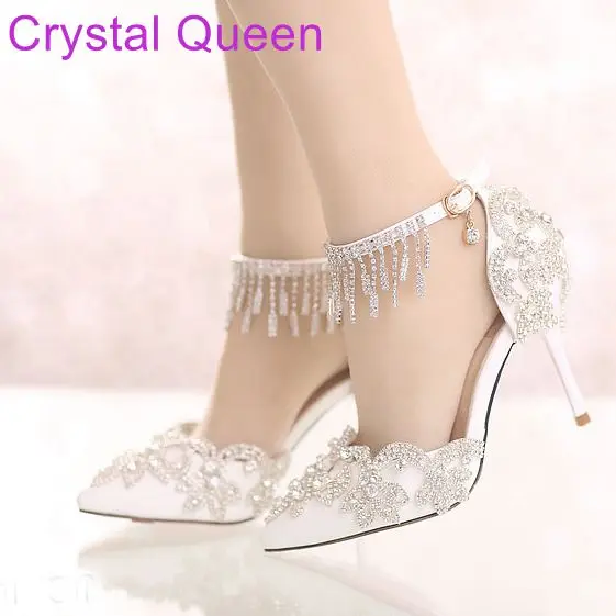 Crystal Queen Women Thin Heel Sandals High Heels Female White Rhinestone Wedding Shoes Pointed Toe Lace Flower Pearls Pumps
Crystal Queen Women Thin Heel Sandals High Heels Female White Rhinestone Wedding Shoes Pointed Toe Lace Flower Pearls Pumps