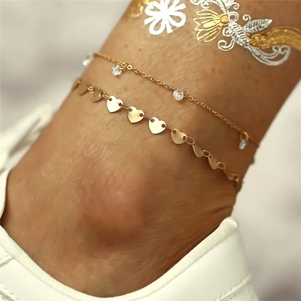 2019 Bohemian Heart-shaped Sequin Crystal Anklets For Women Ankle Bracelet on Leg Chain Gold Metal Beach Foot Jewelry Wholesales
2019 Bohemian Heart-shaped Sequin Crystal Anklets For Women Ankle Bracelet on Leg Chain Gold Metal Beach Foot Jewelry Wholesales
