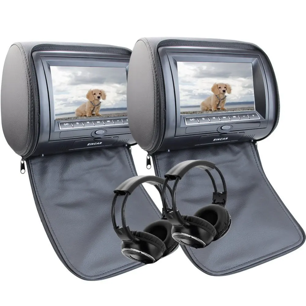 7'' Car Pillow Monitors DVD player Dual Twin Screens Headrest IR FM Transmitter 32 Bit Games Remote Control + Pair of Headphones
7'' Car Pillow Monitors DVD player Dual Twin Screens Headrest IR FM Transmitter 32 Bit Games Remote Control + Pair of Headphones