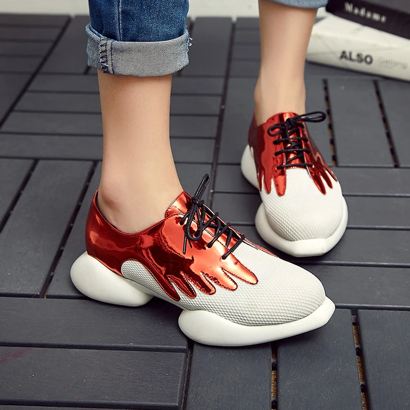 Women's Patent Leather Patchwork Breathable Mesh Lace-up Platform Flats Brand Designer Leisure Espadrilles Casual Shoes Women
Women's Patent Leather Patchwork Breathable Mesh Lace-up Platform Flats Brand Designer Leisure Espadrilles Casual Shoes Women