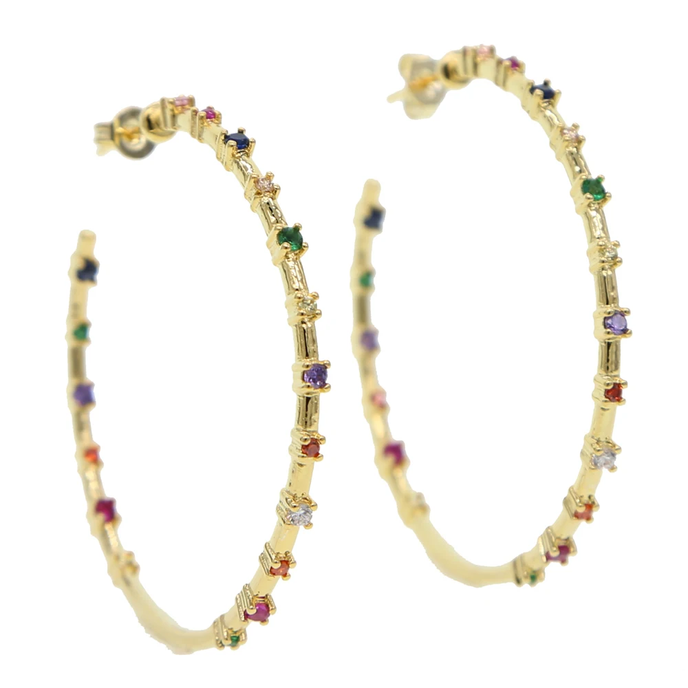 Prong setting rainbow colorful cz zirconia gold rose gold color 2019 summer european women fashion trendy hoop earring 45mm
Prong setting rainbow colorful cz zirconia gold rose gold color 2019 summer european women fashion trendy hoop earring 45mm