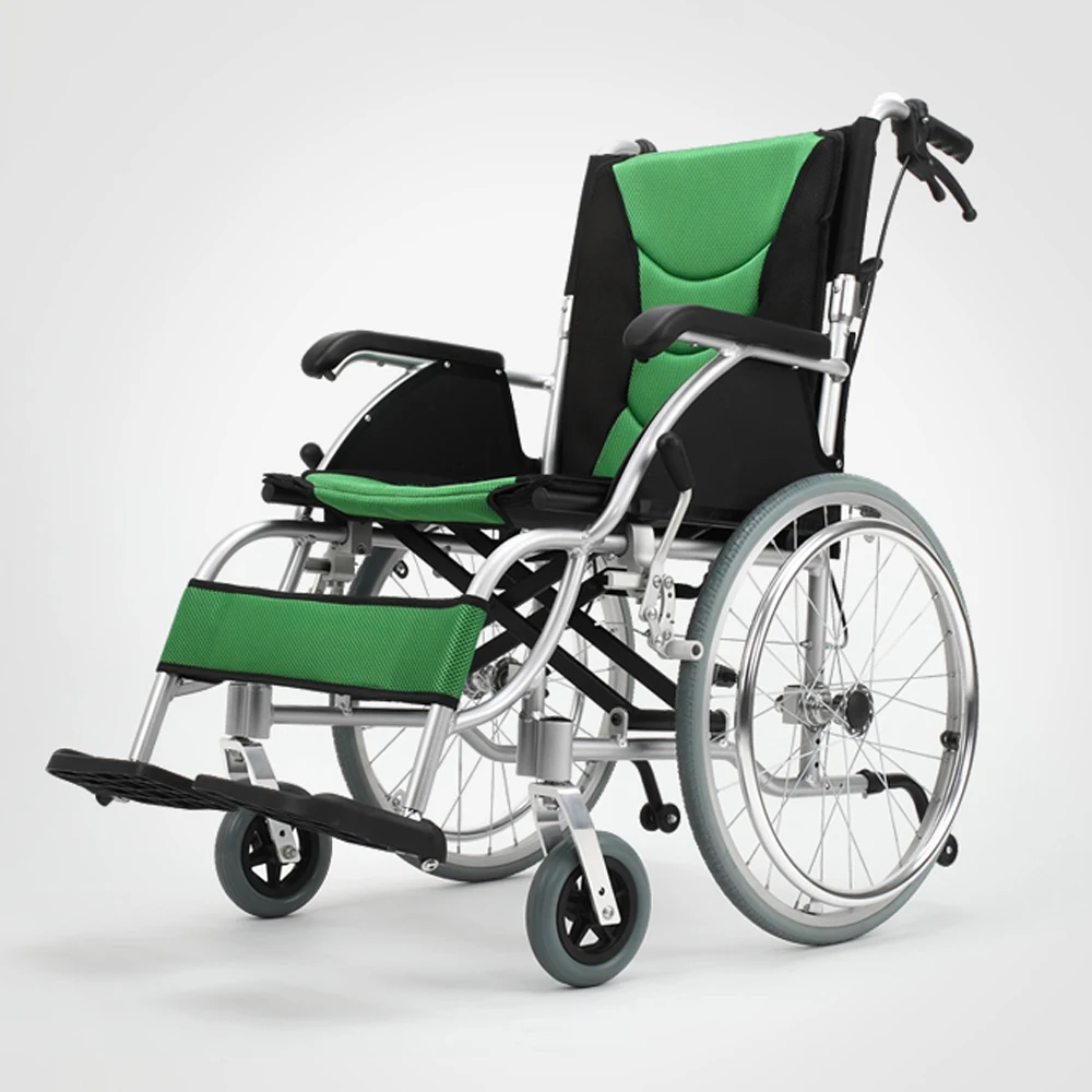 Image Aluminum Alloy Foldable Portable Older Trolley Elderly Wheelchair Disability Scooter Load 120KG Sponge Cushion