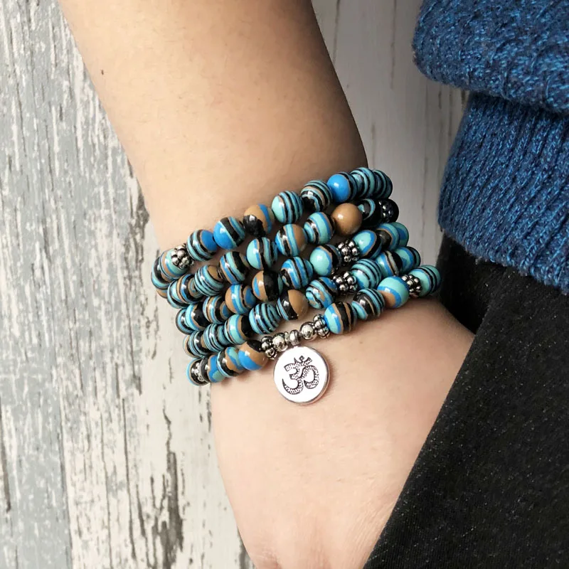 Solar System Stripe Stone Wrap Around Yoga Bracelet Men 108 Beads Mala Malachite OM Bracelet
Solar System Stripe Stone Wrap Around Yoga Bracelet Men 108 Beads Mala Malachite OM Bracelet