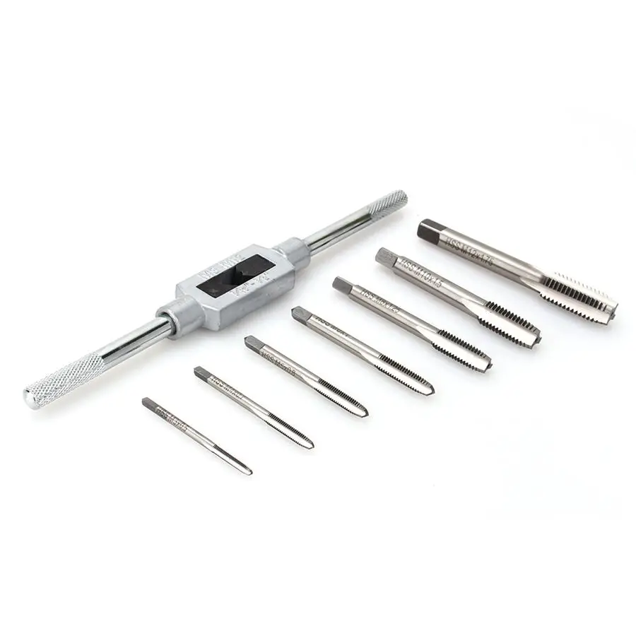 WALFRONT HSS Steel Tap Wrench Set Hand Screw Thread Tapping Die Plug T-Handle Ratchet Tap Spanner Machinist Tool Metal Drilling
WALFRONT HSS Steel Tap Wrench Set Hand Screw Thread Tapping Die Plug T-Handle Ratchet Tap Spanner Machinist Tool Metal Drilling