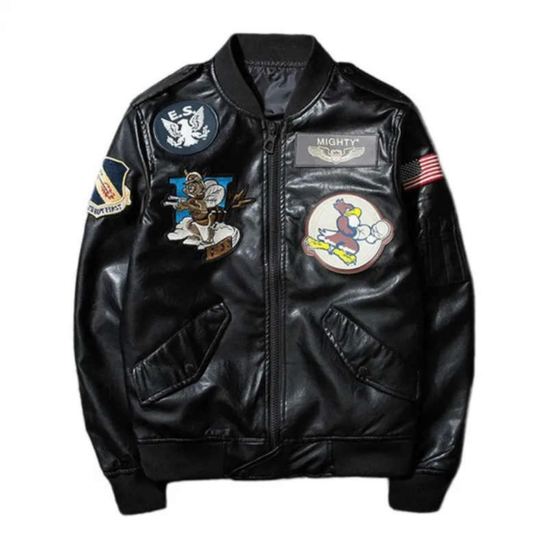 2019 Men New PU Jacket Men Patch Designs Zipper Spring Autumn Fashion Streetwear Bomber Air Force Pilot Coat
2019 Men New PU Jacket Men Patch Designs Zipper Spring Autumn Fashion Streetwear Bomber Air Force Pilot Coat