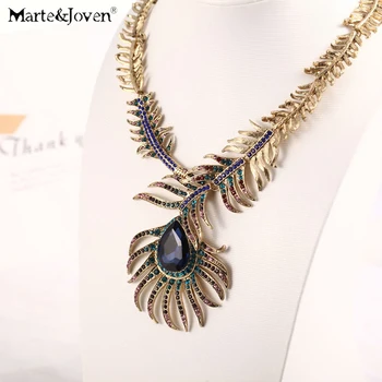 Marte&Joven Hyperbole Crystal Peacock Feather Bib Statement Choker for Women Blue Stone Vintage Chunky Collar Necklace
Marte&Joven Hyperbole Crystal Peacock Feather Bib Statement Choker for Women Blue Stone Vintage Chunky Collar Necklace