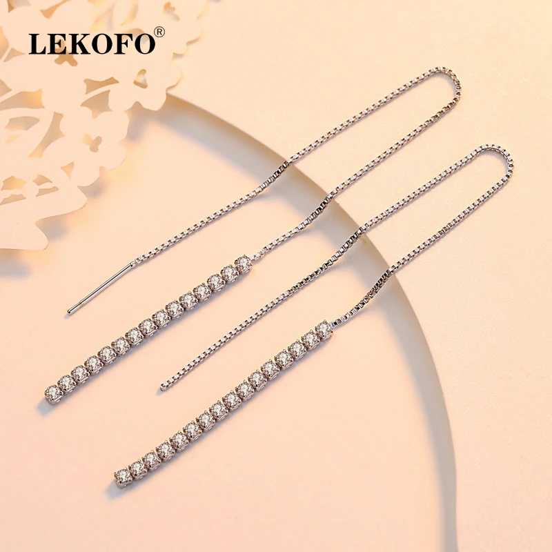 LEKOFO New Korean Fashion Long Tassel Dangle Earrings Line Threader Crystal Jewelry 925 Sterling Silver Drop Earrings For Women
LEKOFO New Korean Fashion Long Tassel Dangle Earrings Line Threader Crystal Jewelry 925 Sterling Silver Drop Earrings For Women
