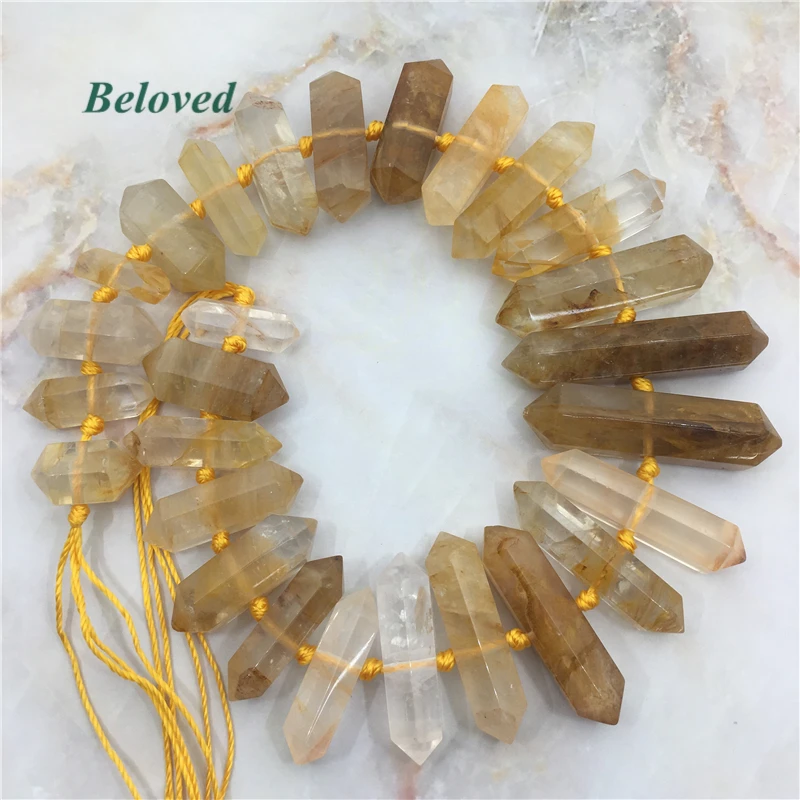 Wholesale Double Terminated Citrines Quartz Strand Beads,Natural Yellow Crystal Quartzs Point Jewelry DIY Beads,BG18025
Wholesale Double Terminated Citrines Quartz Strand Beads,Natural Yellow Crystal Quartzs Point Jewelry DIY Beads,BG18025