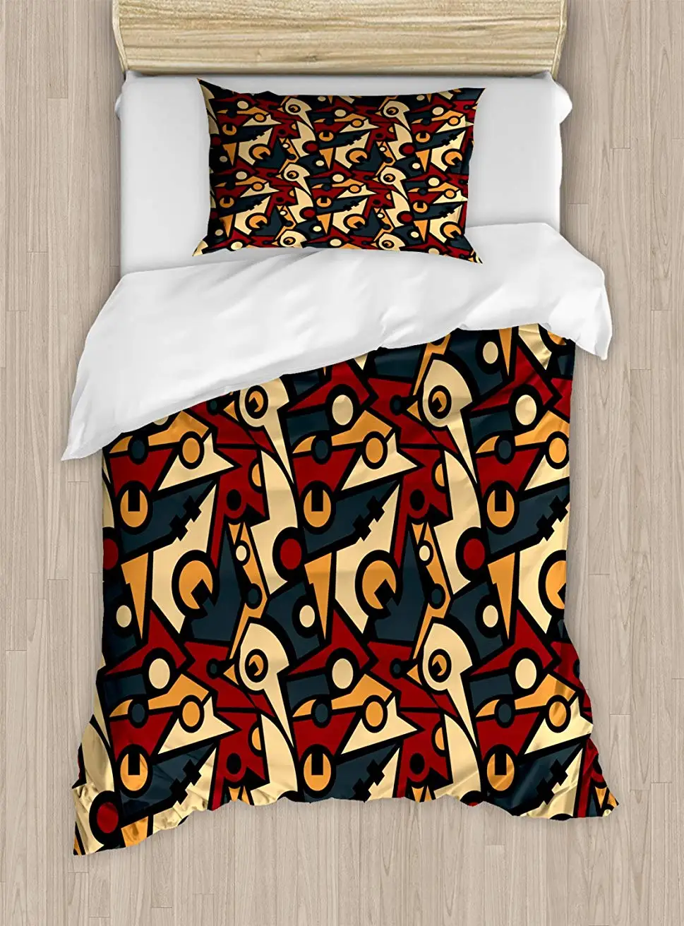 Vintage Duvet Cover Set, Triangles and Circles Pattern with Science Fiction Inspirations Engineering Theme 2 Piece Bedding Set
Vintage Duvet Cover Set, Triangles and Circles Pattern with Science Fiction Inspirations Engineering Theme 2 Piece Bedding Set