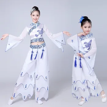 Women Blue and White Porcelain Costume Children Adult Chinese Stage Dance Wear Girls Outfits Show Clothes with Tassels C35325AC
Women Blue and White Porcelain Costume Children Adult Chinese Stage Dance Wear Girls Outfits Show Clothes with Tassels C35325AC